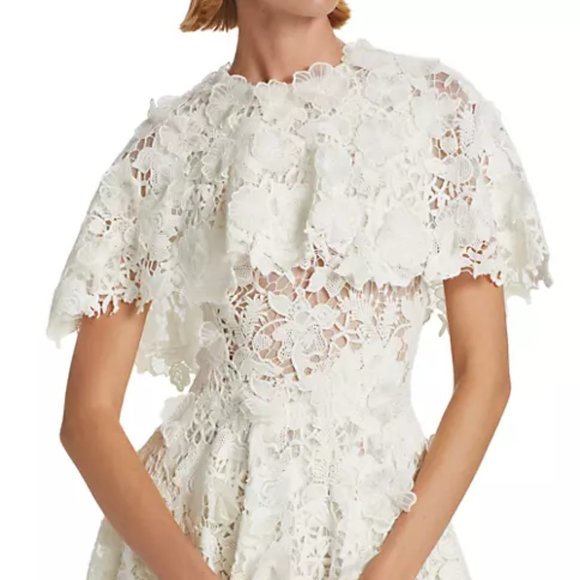 NWT Jason Wu Collection Floral Guipure Lace Cape Minidress in white size 2 #1128 - Picture 6 of 13